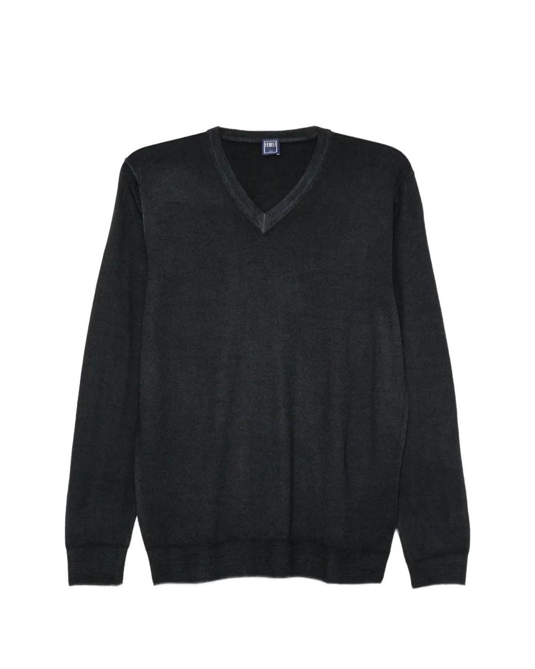 Fedeli Black V-Neck Sweater for men