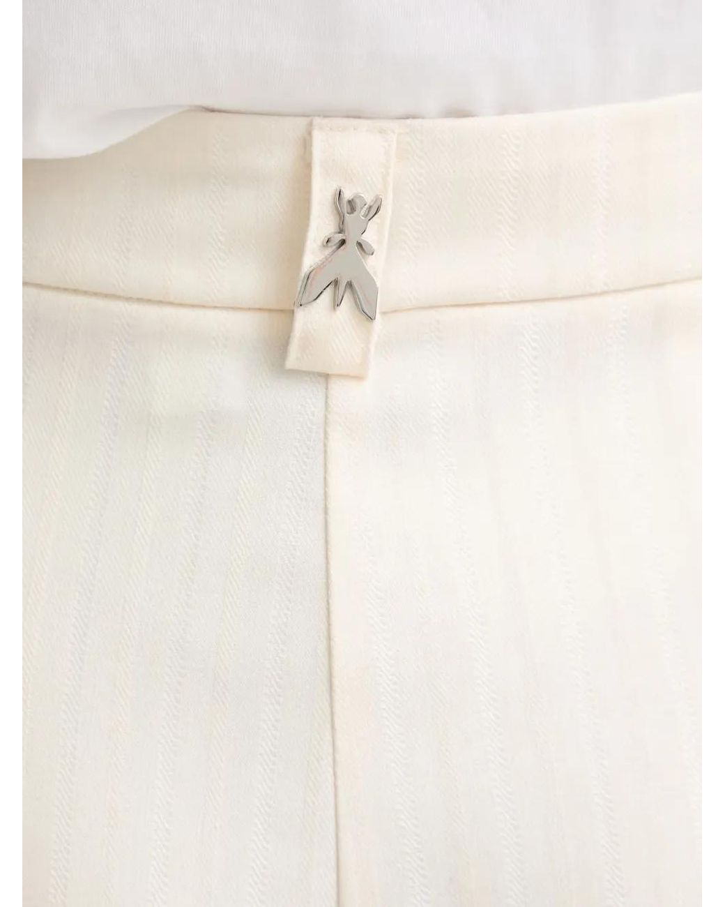 Patrizia Pepe White Chevron-Pattern Logo-Plaque Trousers