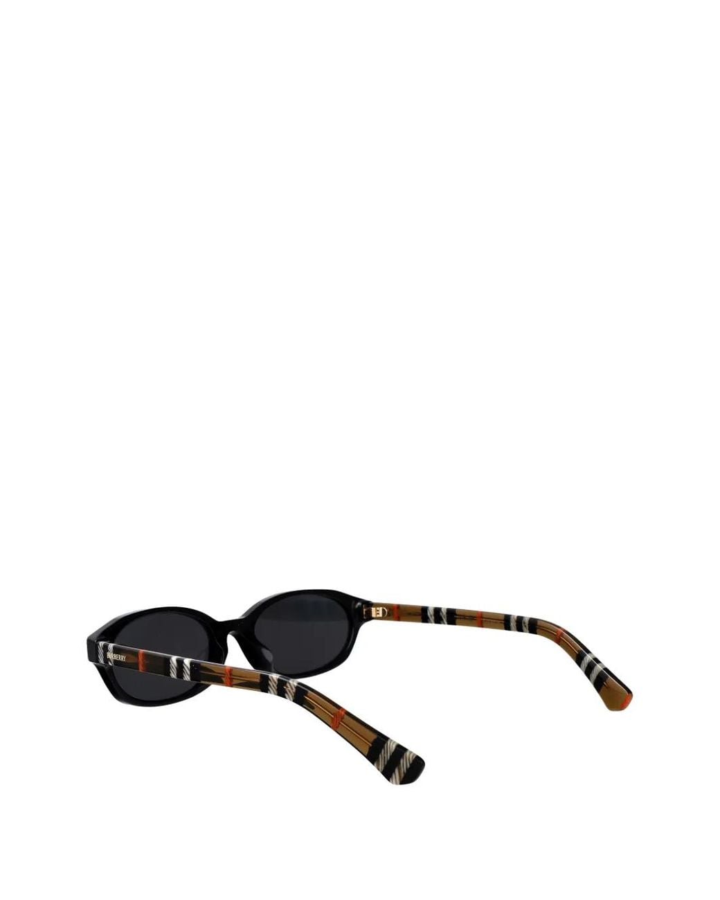 Burberry Black Check-Pattern Oval-Frame Sunglasses