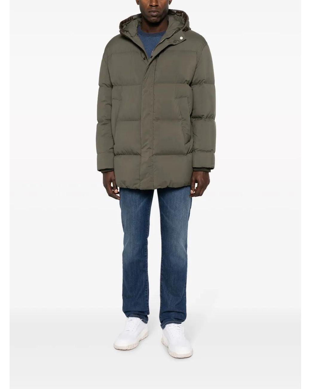 Canali Green Hooded Padded Jacket for men