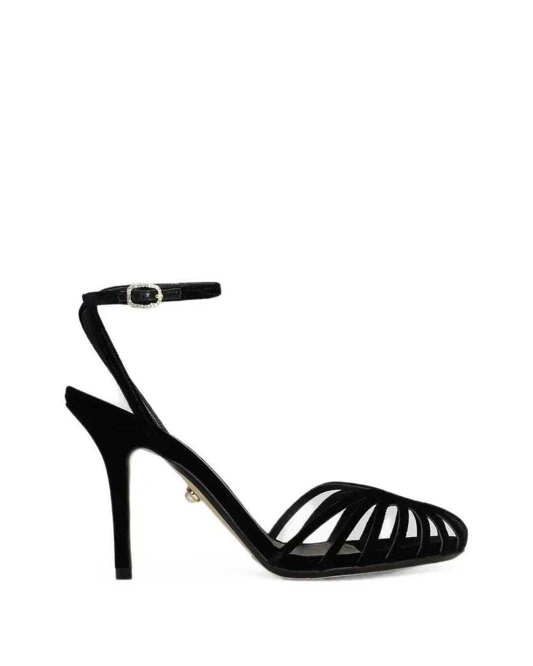 ALEVI Black Blake Cage-Strap Stiletto Sandals