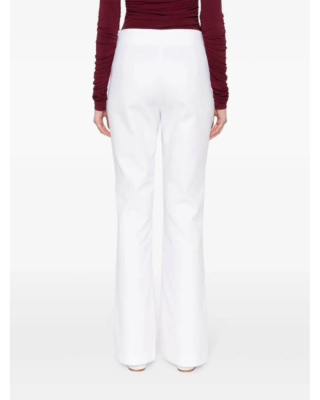 Genny White Twill Flared Trousers