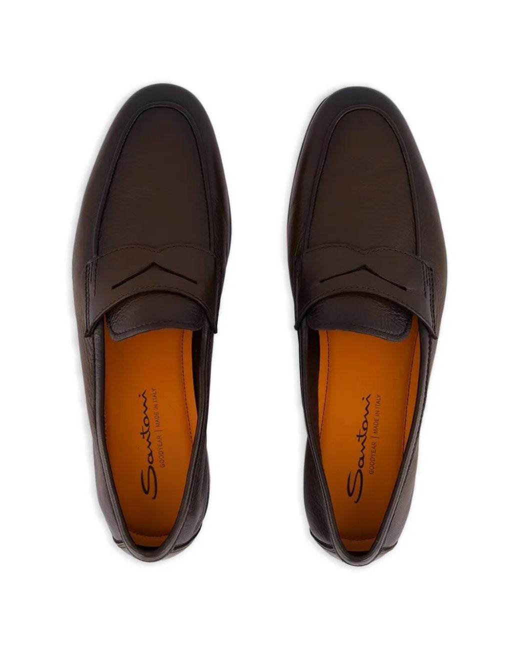Santoni Brown Penny-Strap Leather Loafers for men