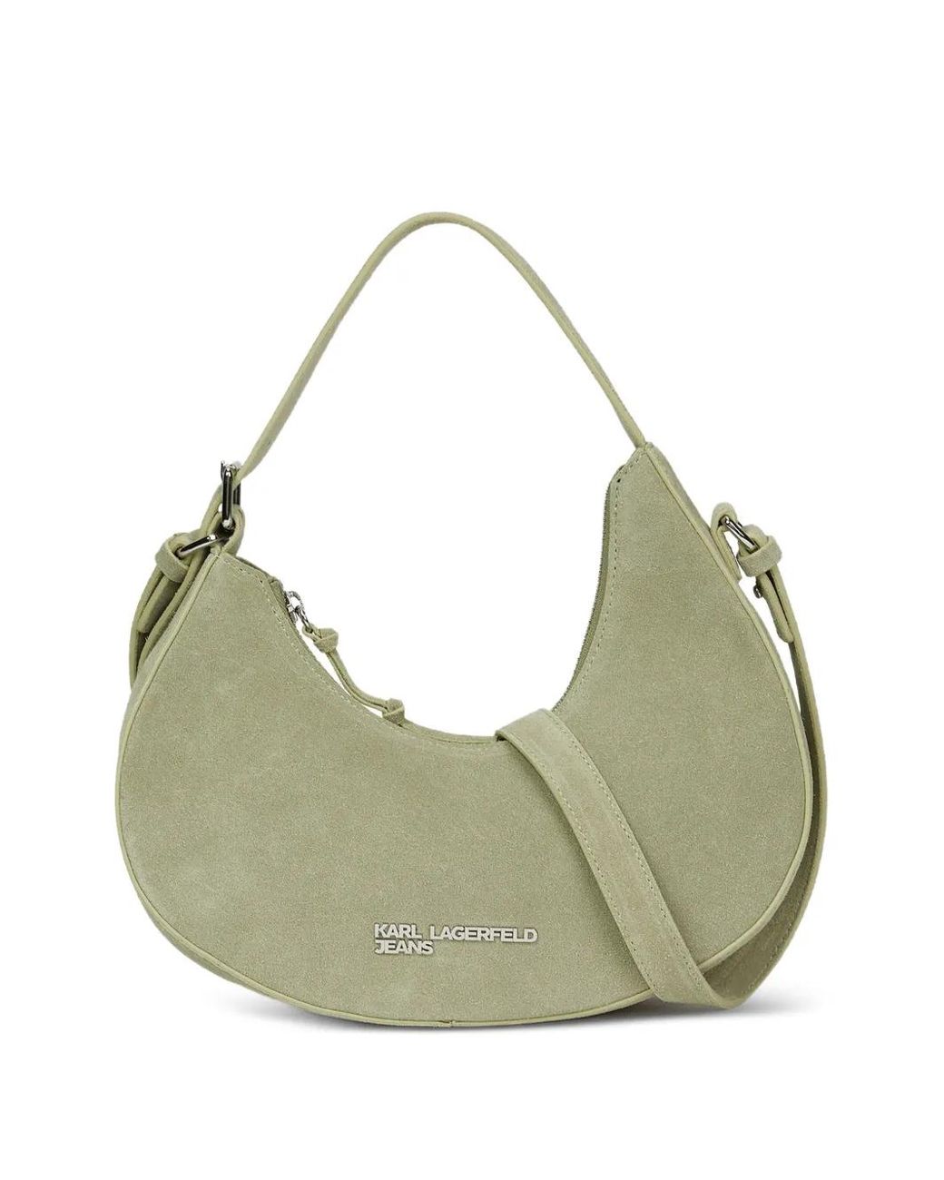Karl Lagerfeld Green Suede Crescent Shoulder Bag