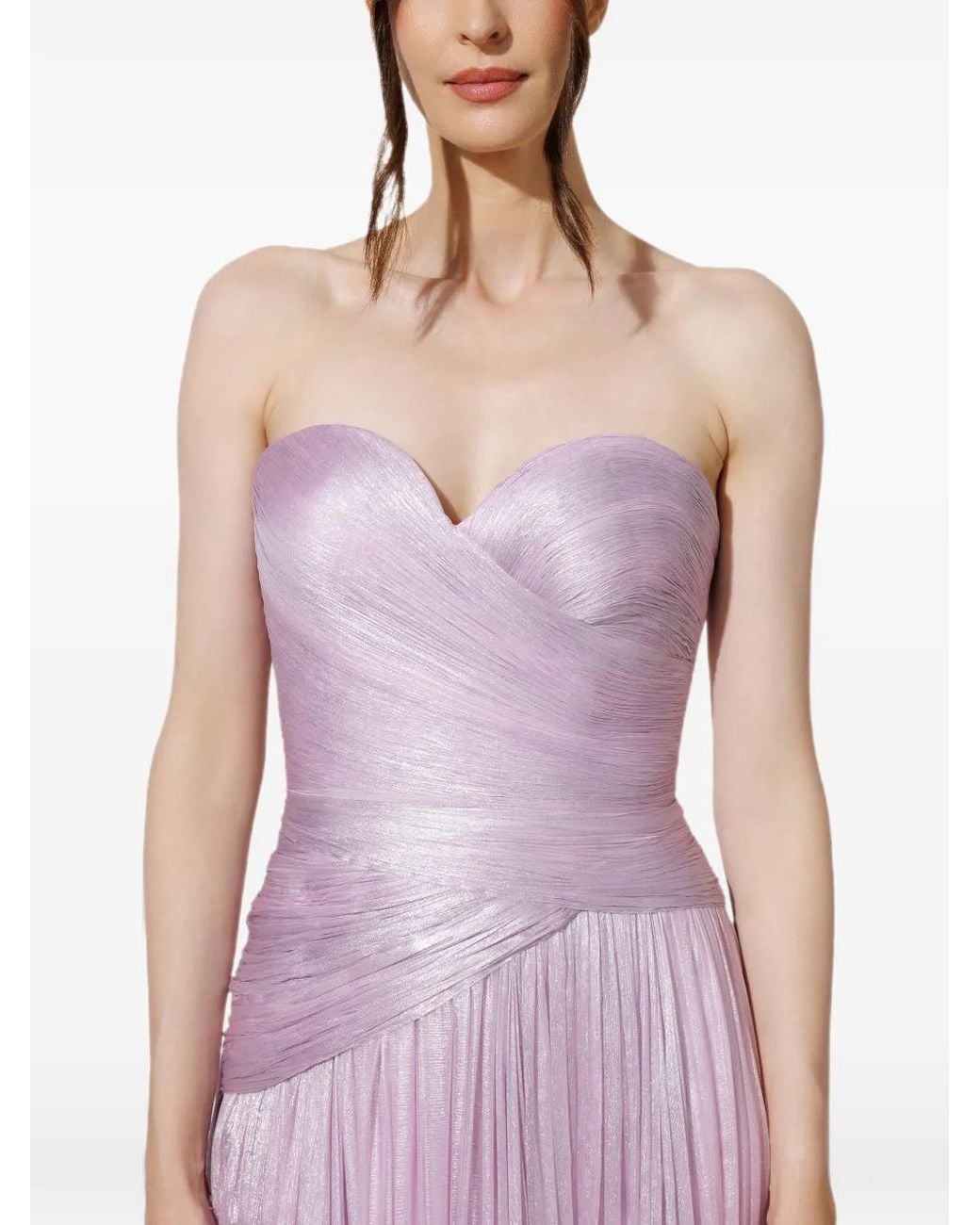 IRIS SERBAN Purple Sweetheart-Neck Draped Dress