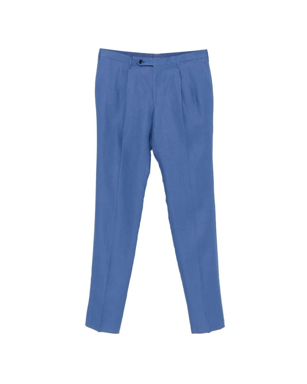 Rota Blue Pleated Pressed-Crease Trousers for men