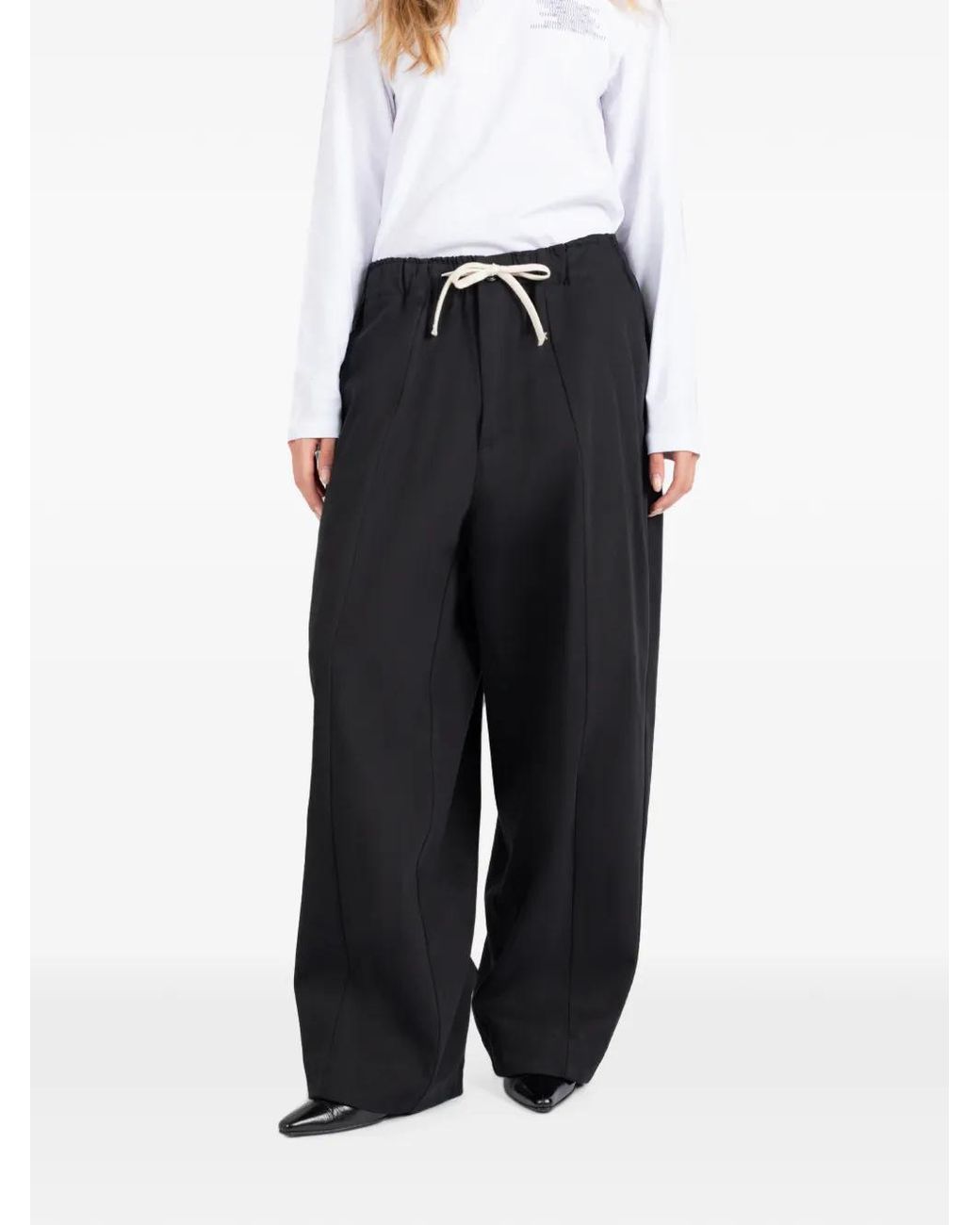 Societe Anonyme Black Helsinki Pleated Drawstring-Waist Trousers