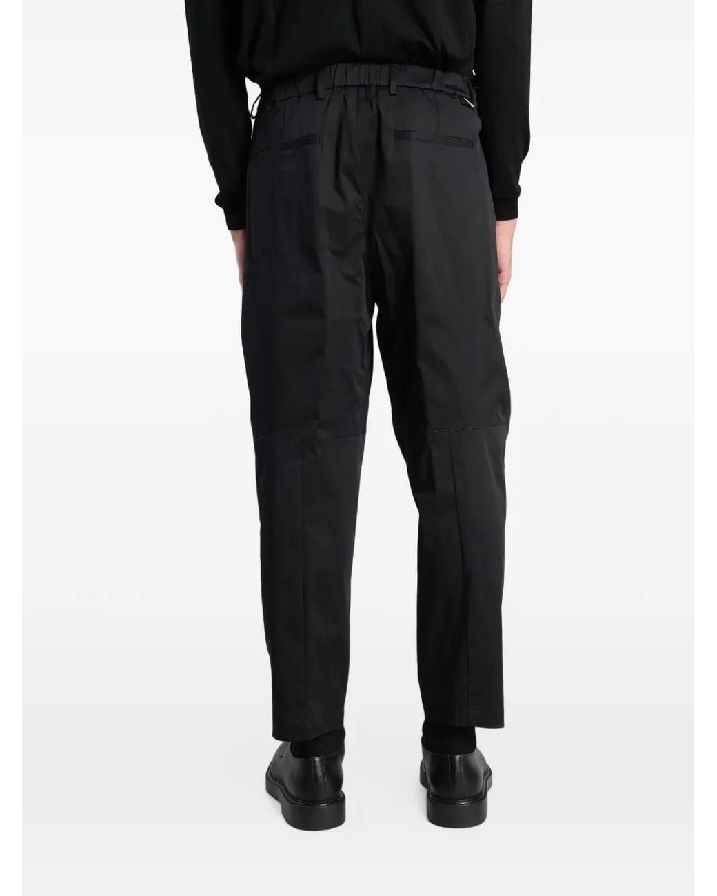 Low Brand Black Amemura Pleated Tapered Trousers for men