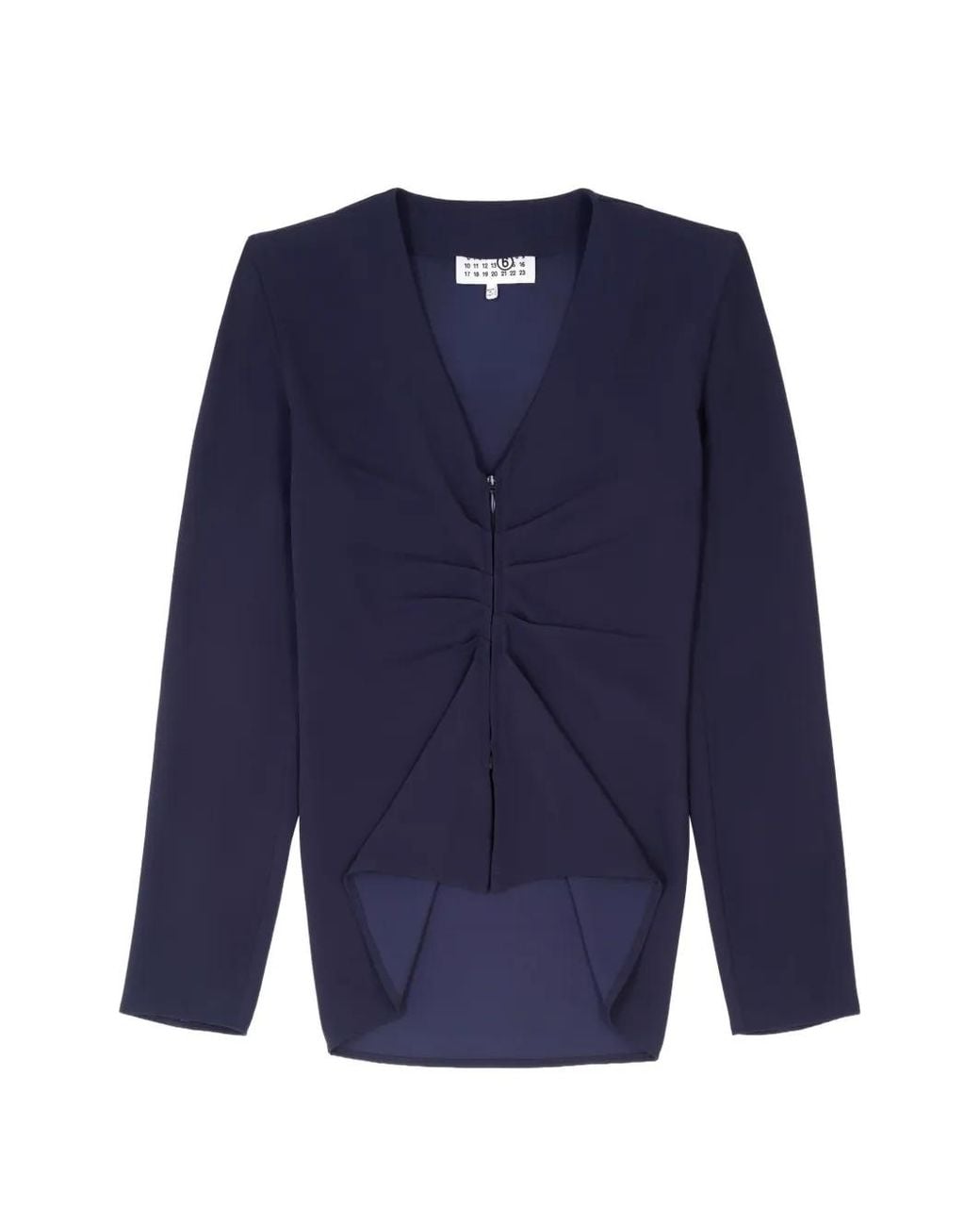 MM6 by Maison Margiela Blue Gathered V-Neck Top
