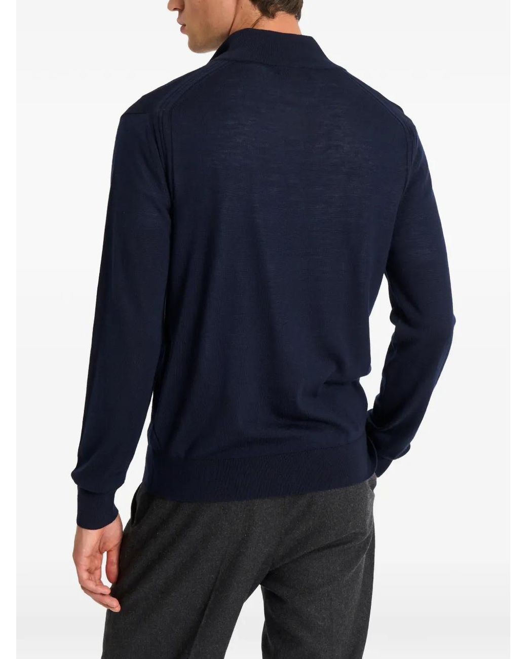 Pringle of Scotland Blue Quarter-Zip Merino Wool Sweater for men