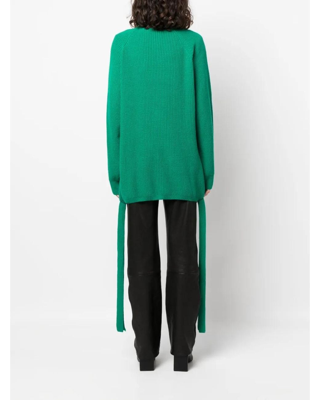 MSGM Green Ribbed-Knit Wool-Blend Cardigan
