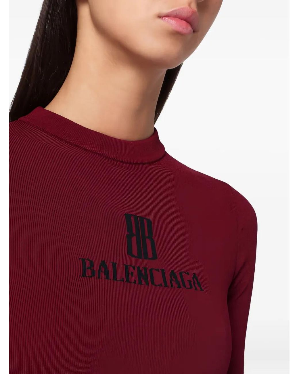 Balenciaga Purple Logo-Embroidered Ribbed-Knit Sweater