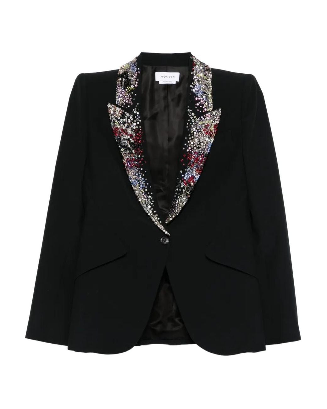 McQueen Black Embellished-Collar Blazer