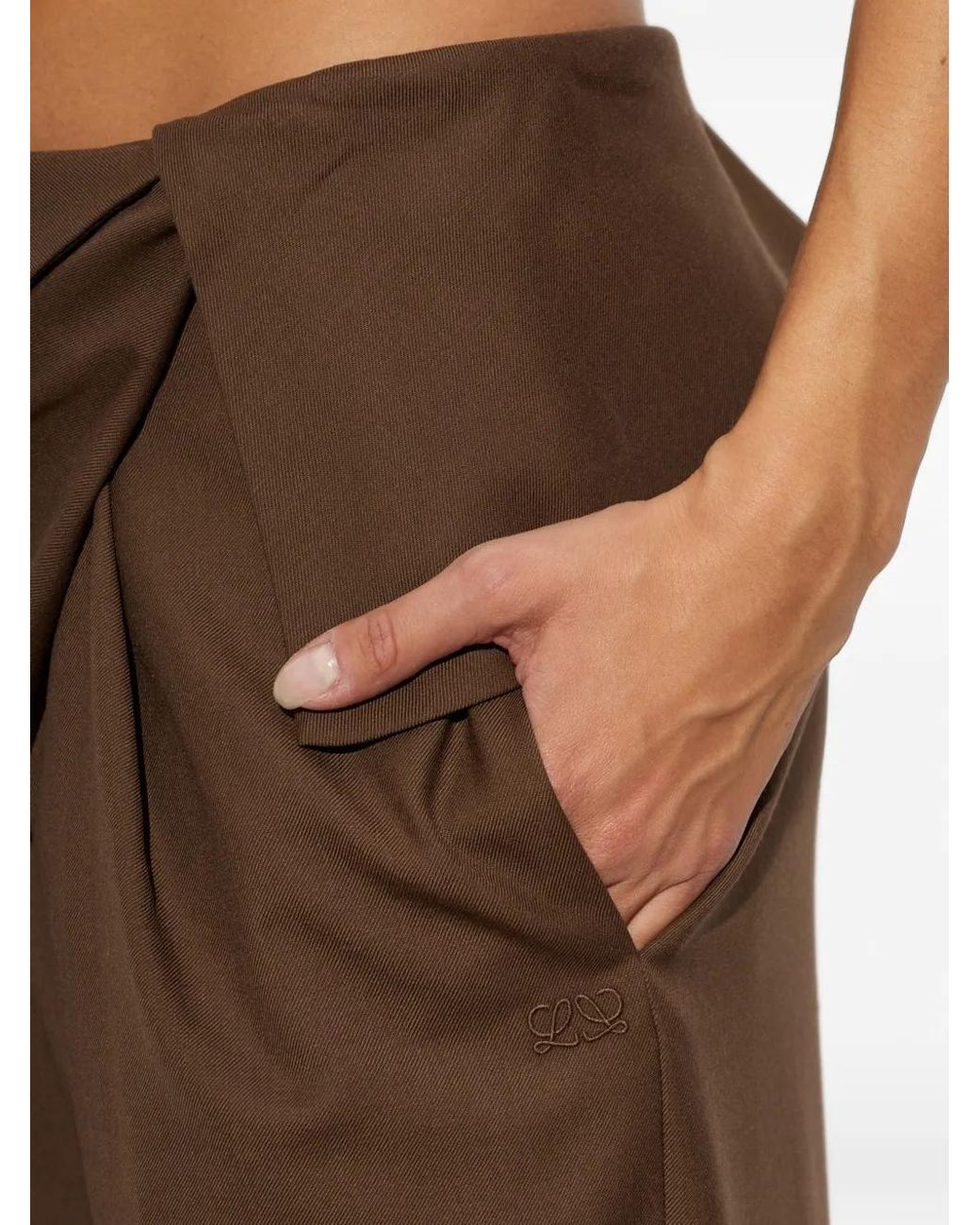 Loewe Brown Pleated Wool Trousers
