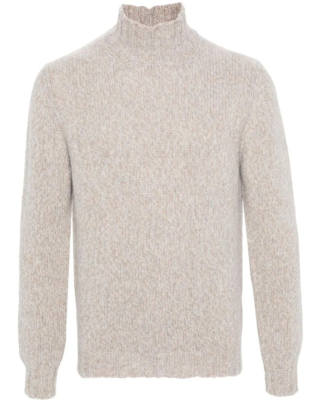 Fedeli White High-Neck Contrasting-Trim Jumper for men