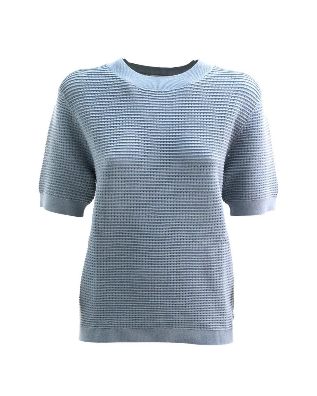 P.A.R.O.S.H. Blue Textured Short-Sleeve Sweater
