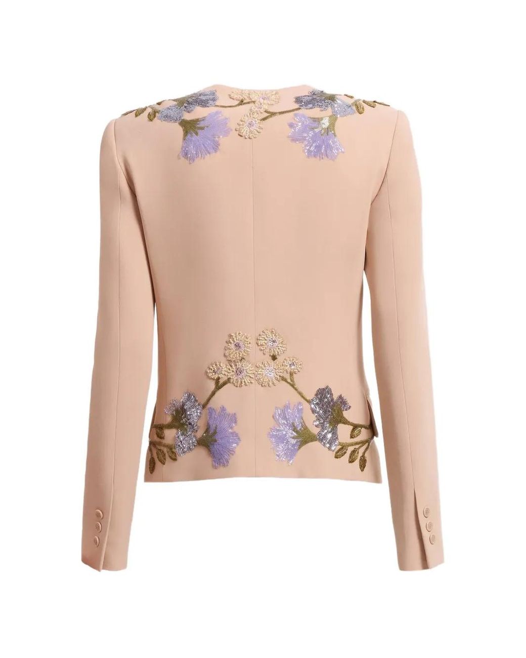 Elie Saab White Sequin-Embellished Floral-Embroidered Jacket