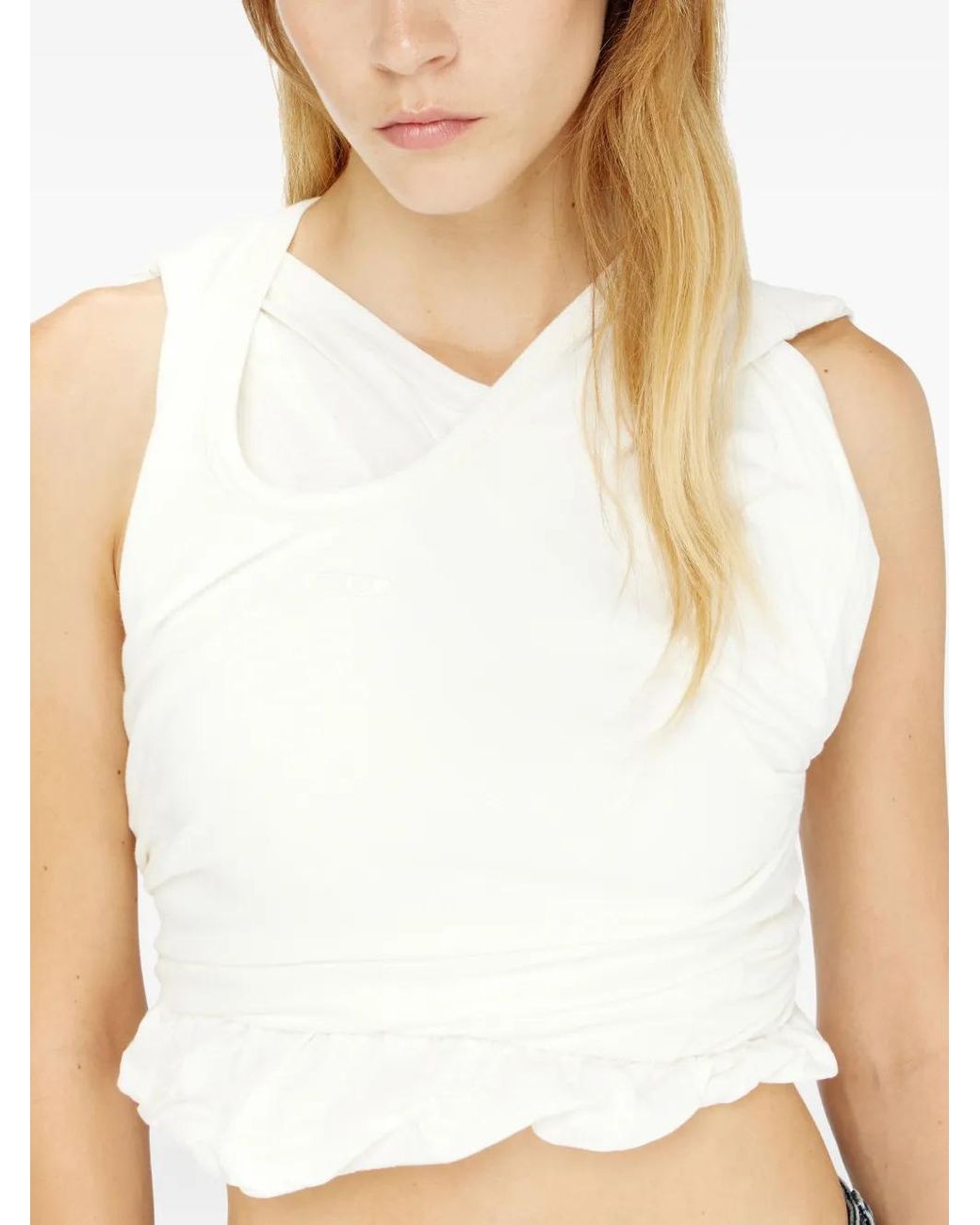 DIESEL White Rucked-Up Tank Top