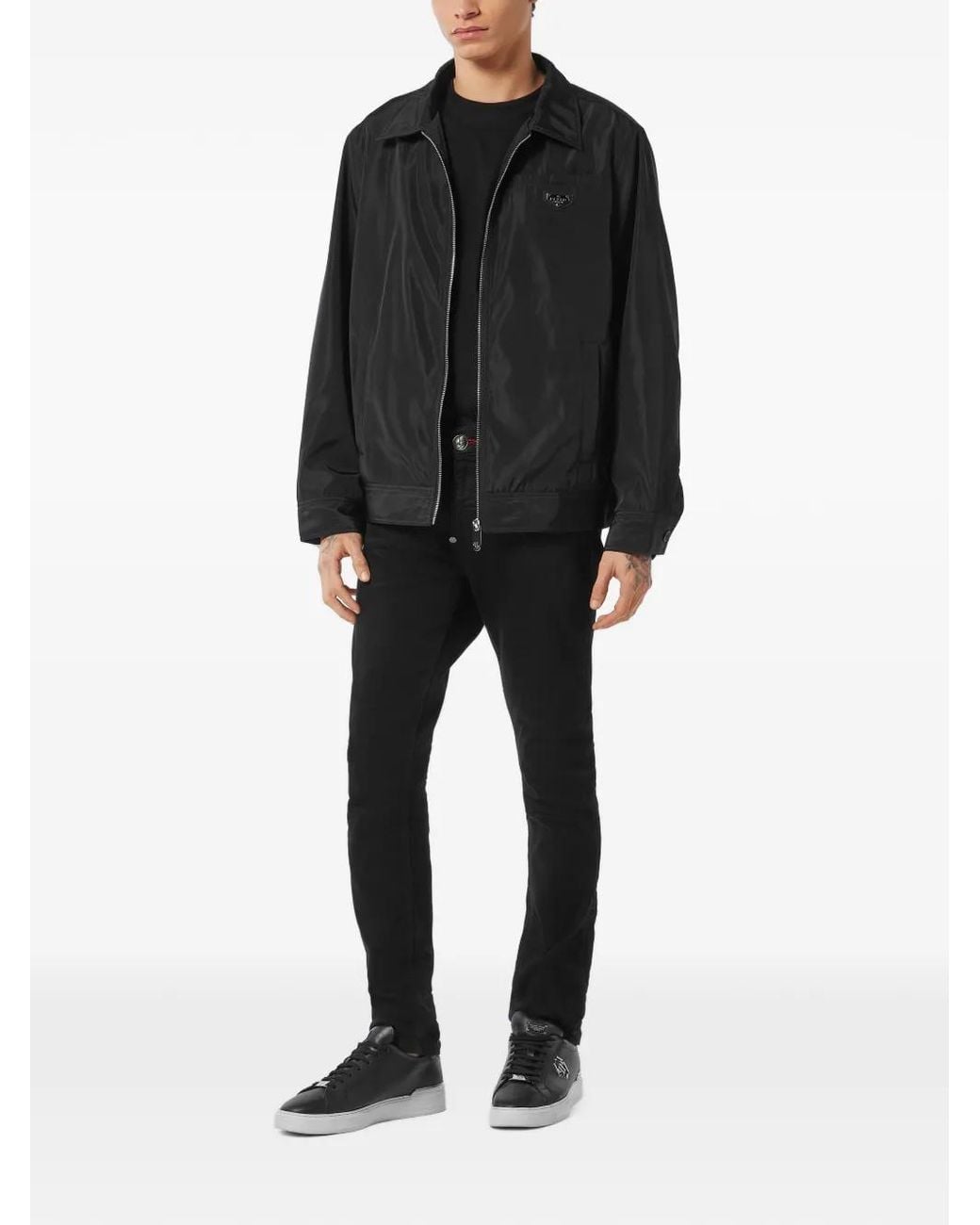 Philipp Plein Black Nylon Coster Jacket for men