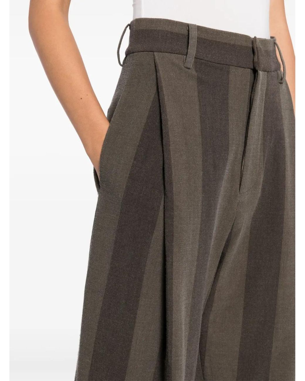 Pantalones De Mezcla De Lana Con Pinzas Uma Wang de color Gray