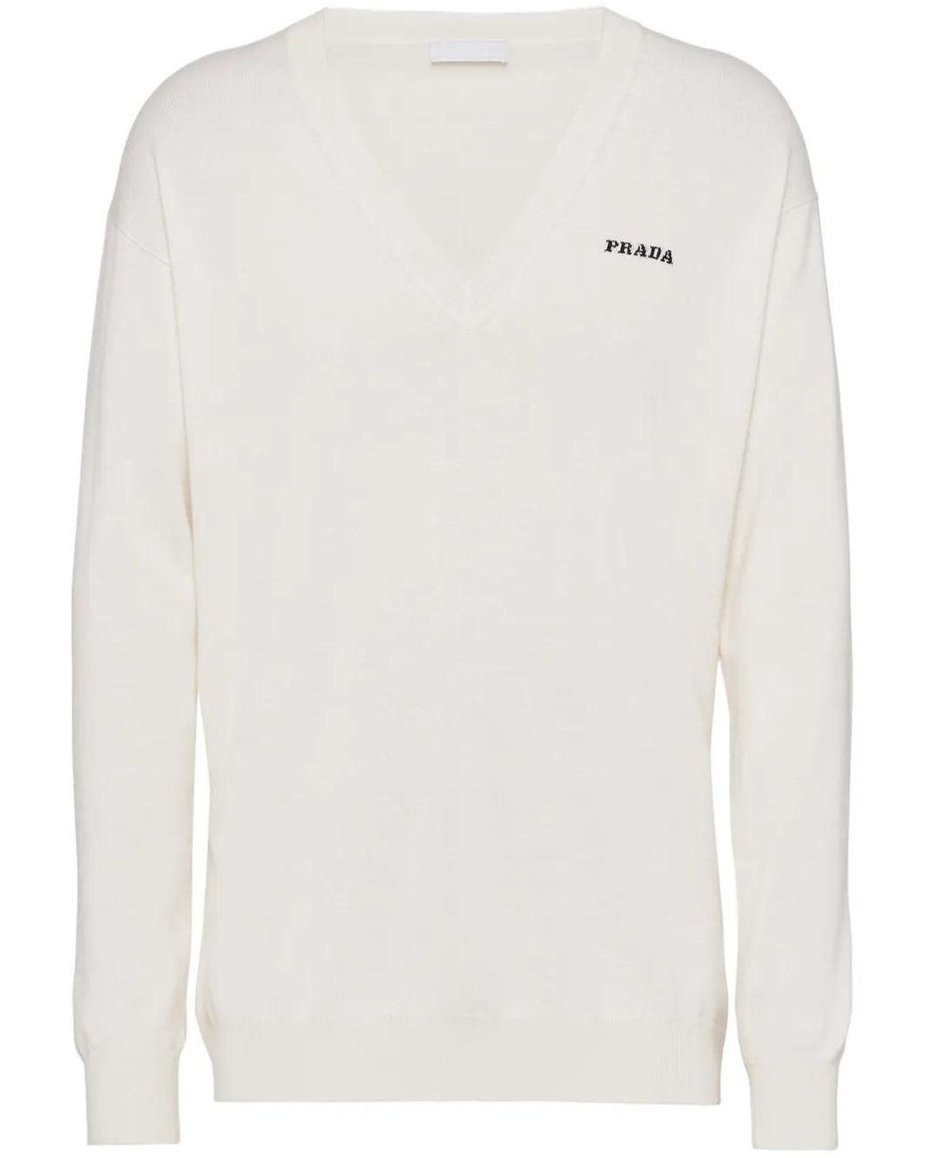 Prada Kaschmirpullover Mit V-Ausschnitt in White für Herren