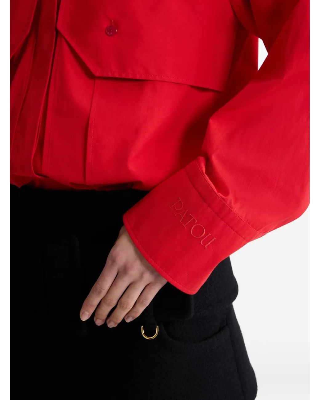 Patou Red Organic Cotton Poplin Cargo Blouse