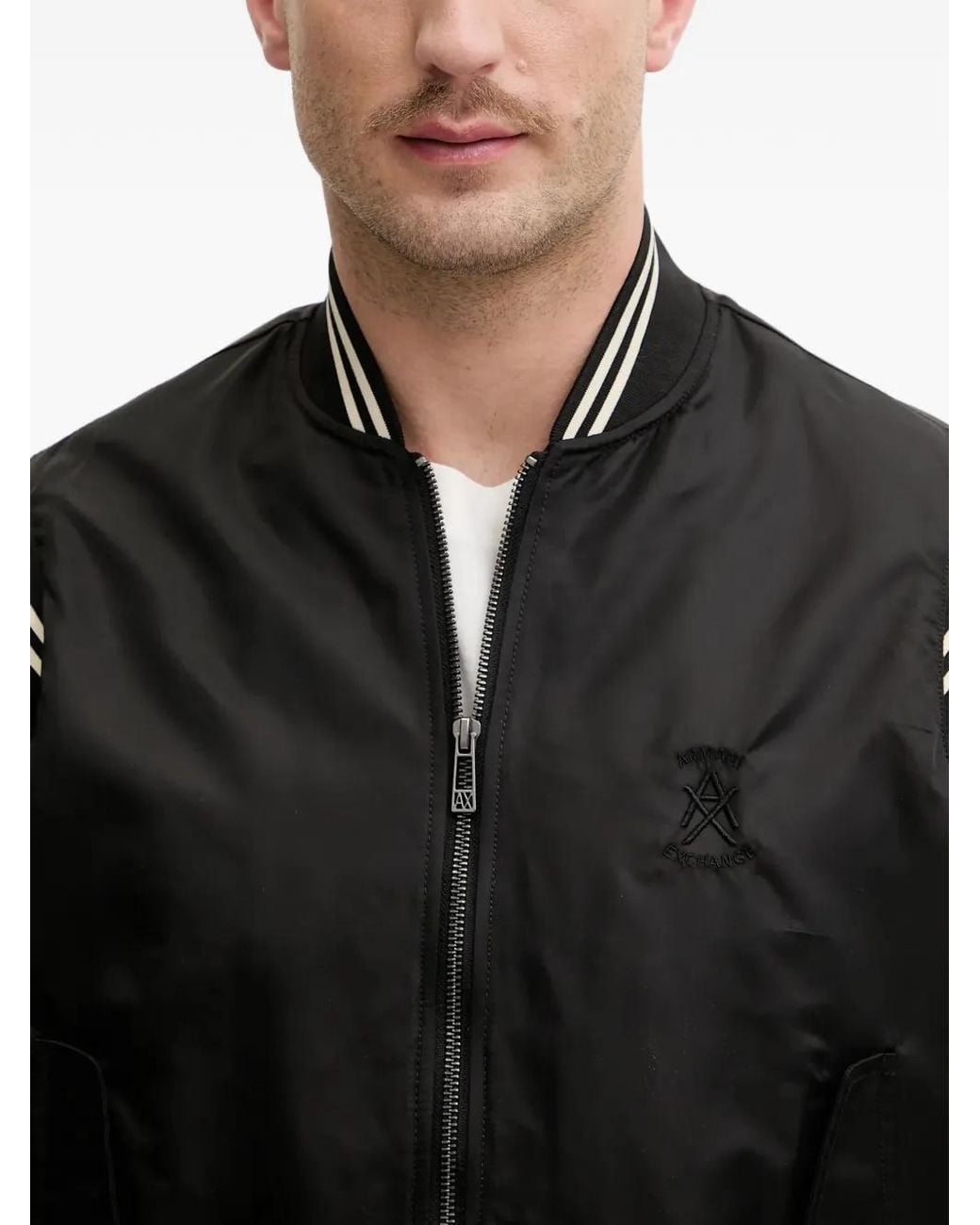 ARMANI EXCHANGE Black Satin Bomber Blouson for men