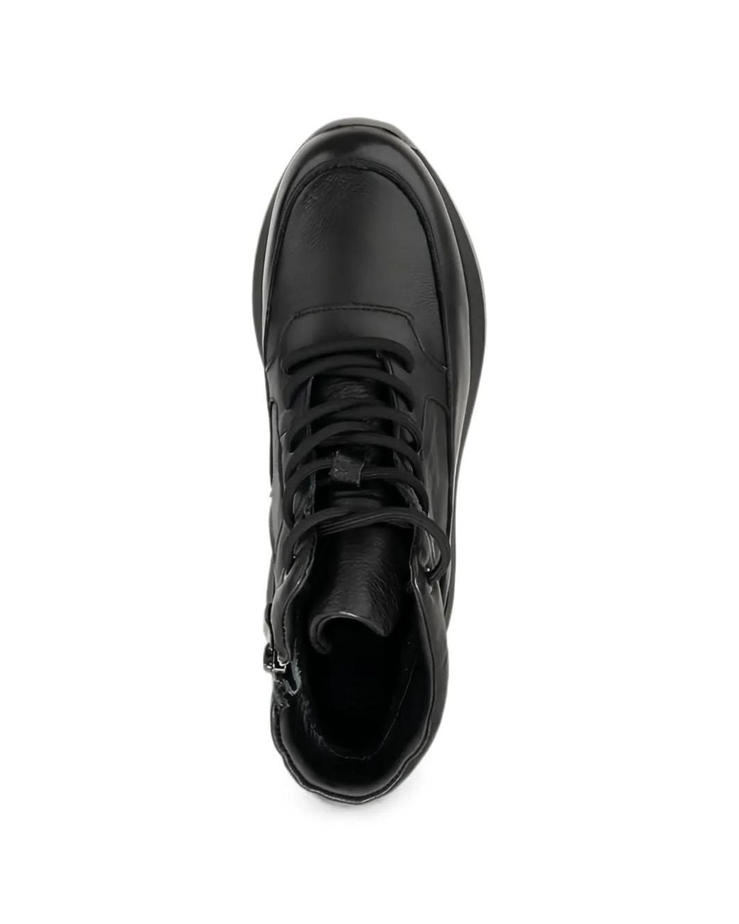 Linda Baumann Black Lace-Up Side-Zip Sneakers