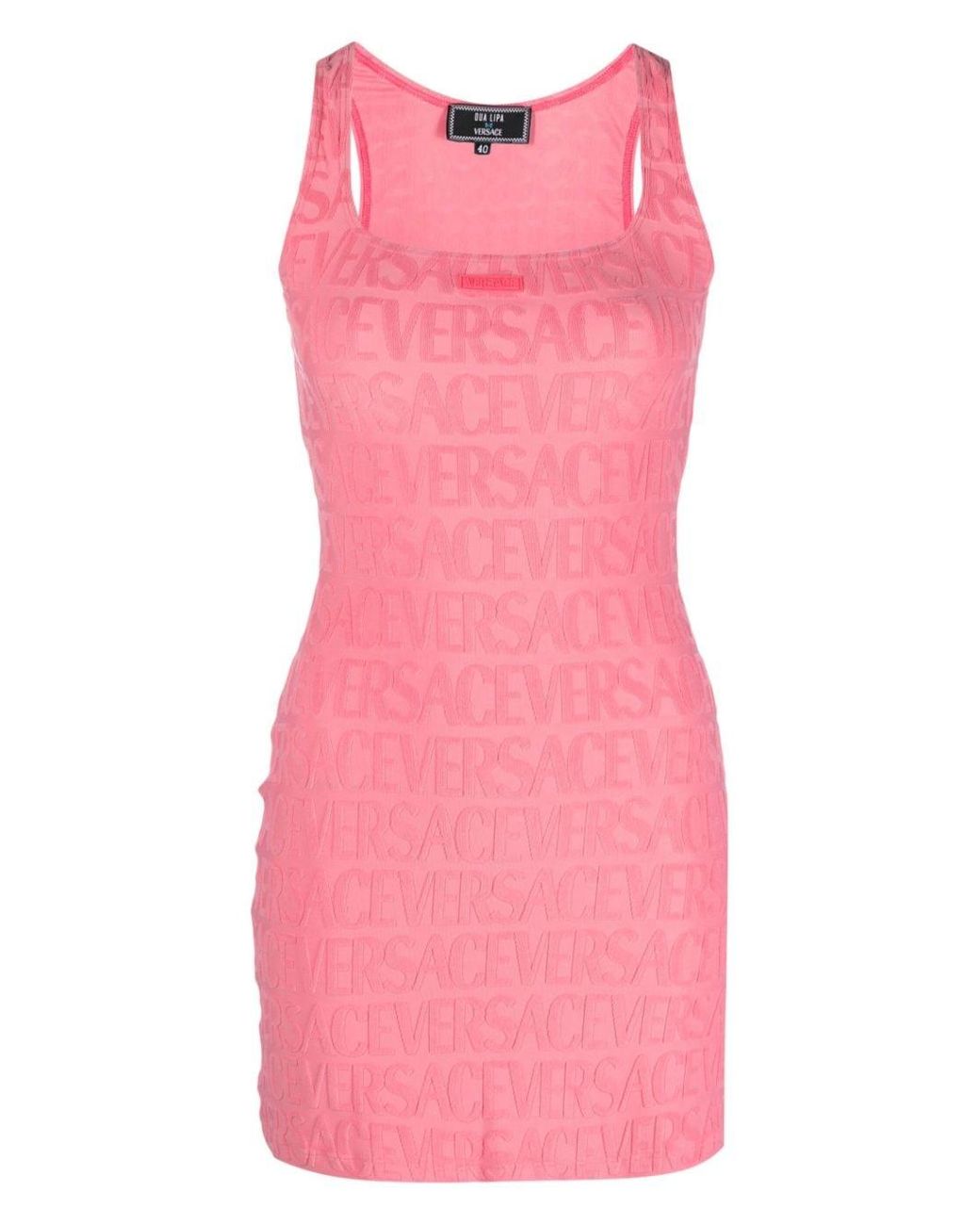 Versace X Dua Lipa Flocked-logo Minidress in Pink | Lyst