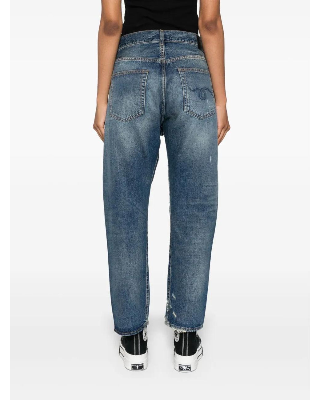 R13 Blue Crossover Distressed Skinny Jeans