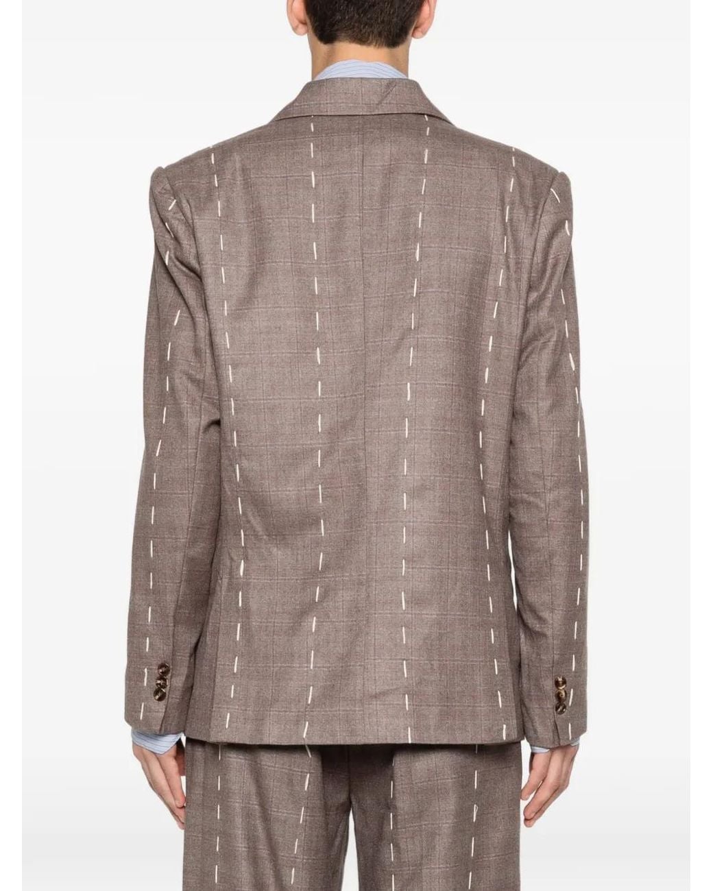 Kidsuper Brown Embroidered Double-Breasted Blazer for men
