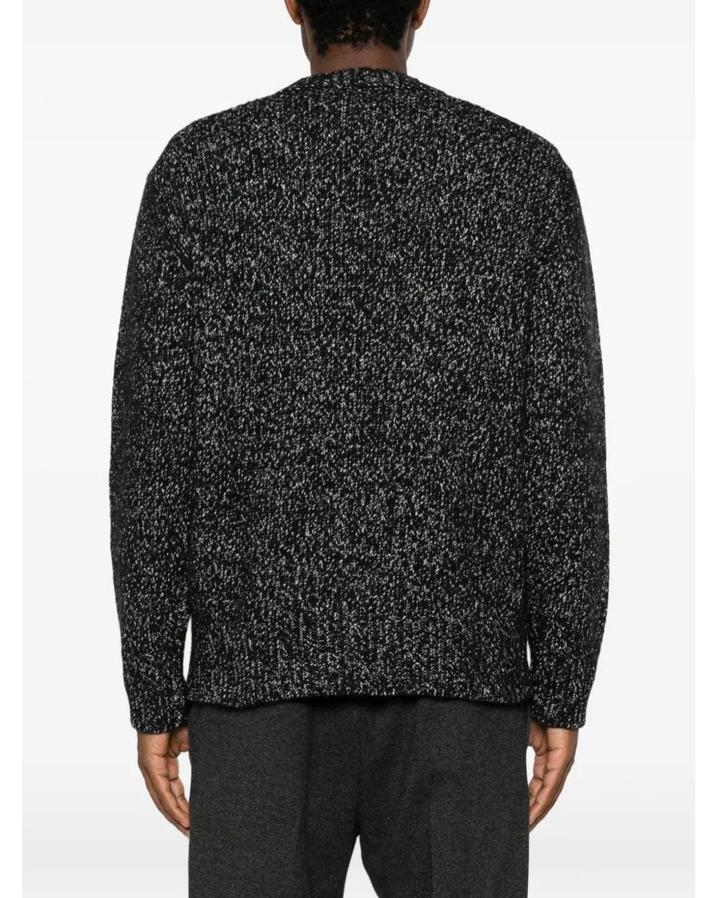 Hōsio Black Marl-Knit Crew-Neck Sweater for men