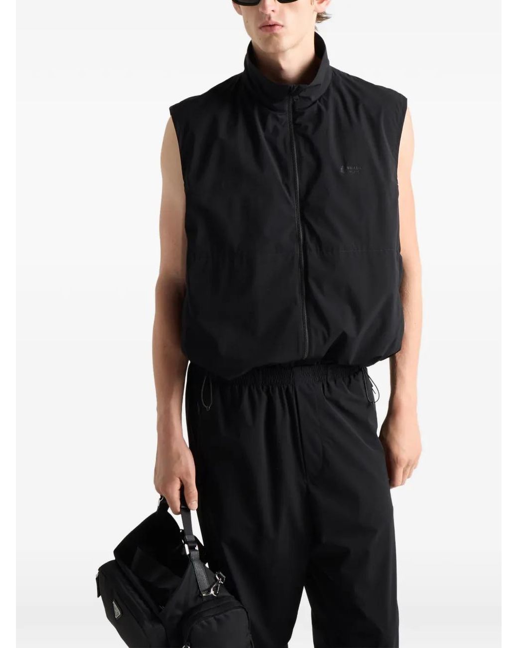 Prada Re-Nylon Bodywarmer in het Black voor heren