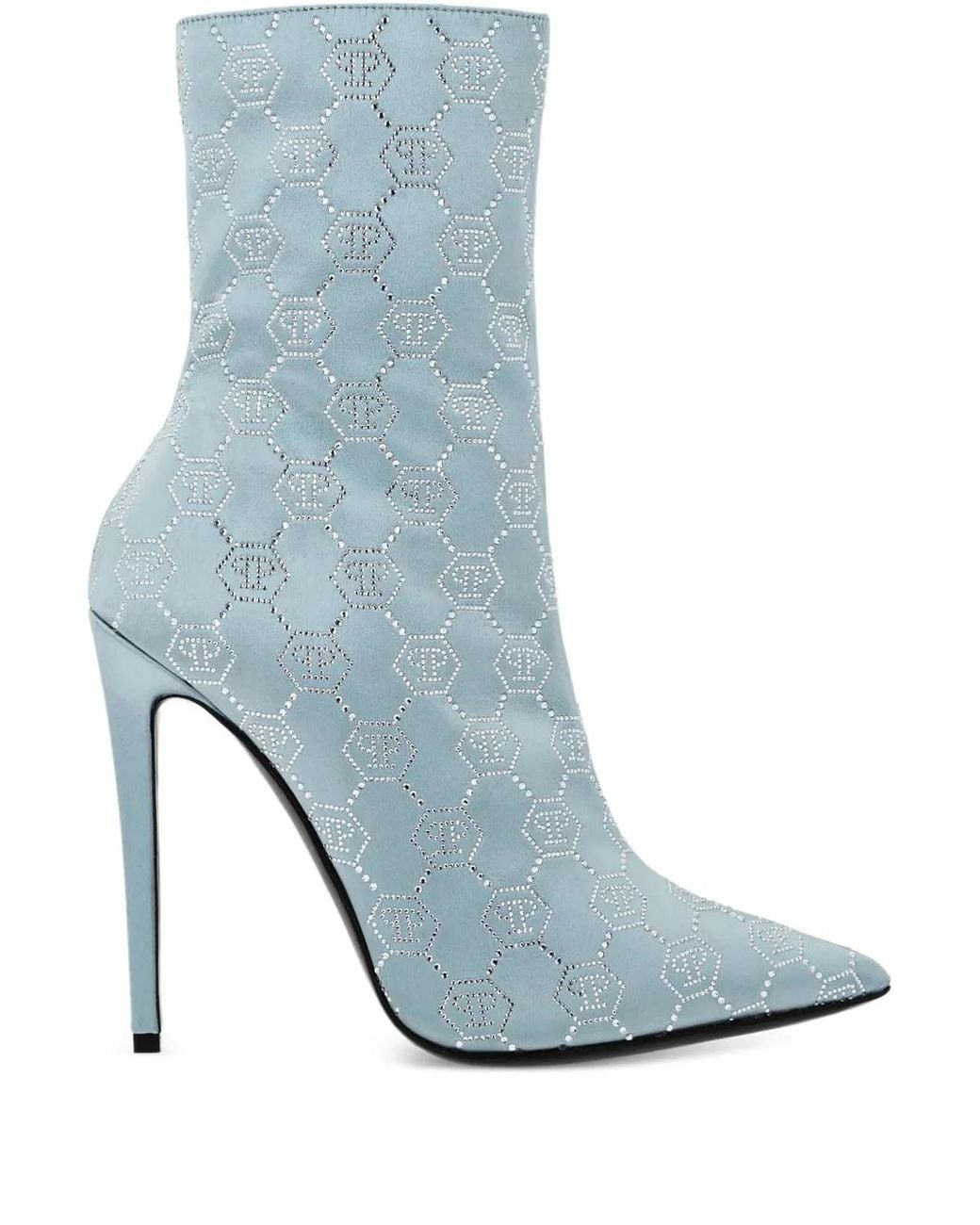 Philipp Plein Blue 120Mm Pointed-Toe Ankle Boots