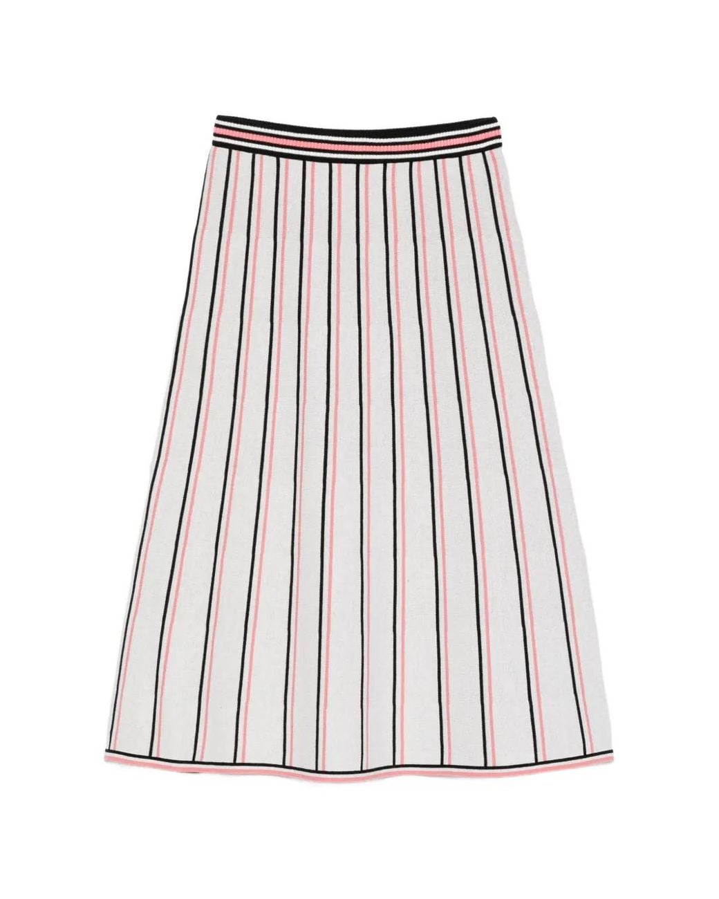 J.Lindeberg White Striped Knit Midi Skirt