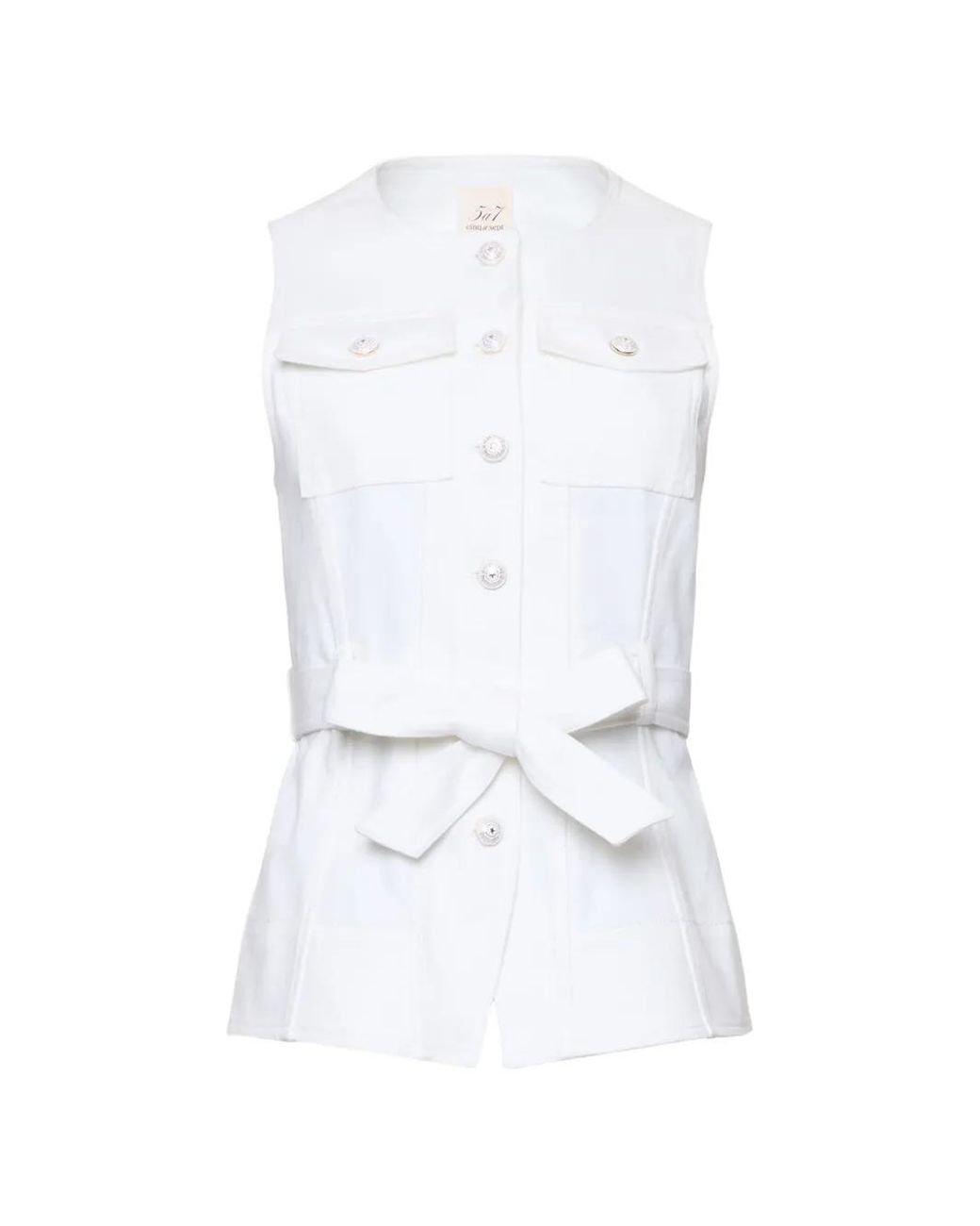 Haut Boutonné À Taille Ceinturée Cinq À Sept en coloris White