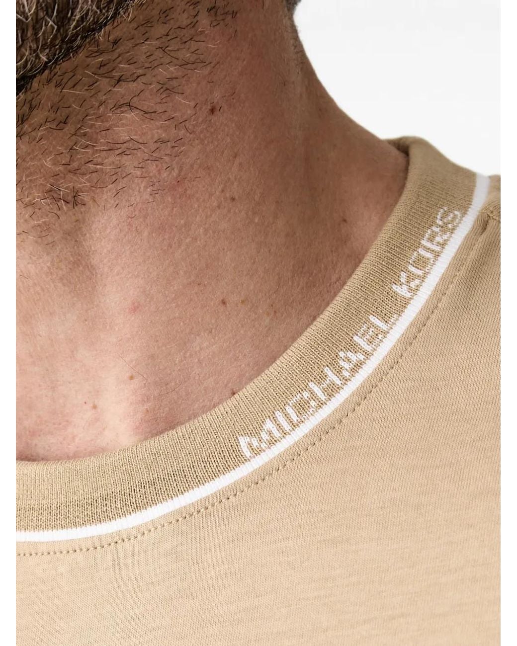 Michael Kors Natural Logo Trim Cotton Jersey T-Shirt for men