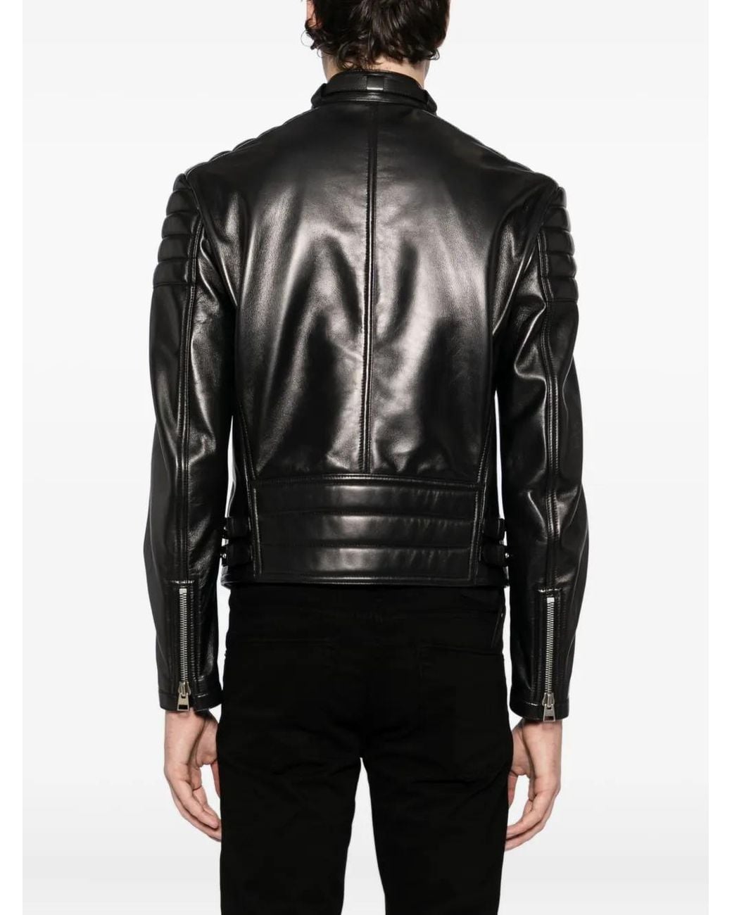 Tom Ford Black Leather Biker Jacket for men