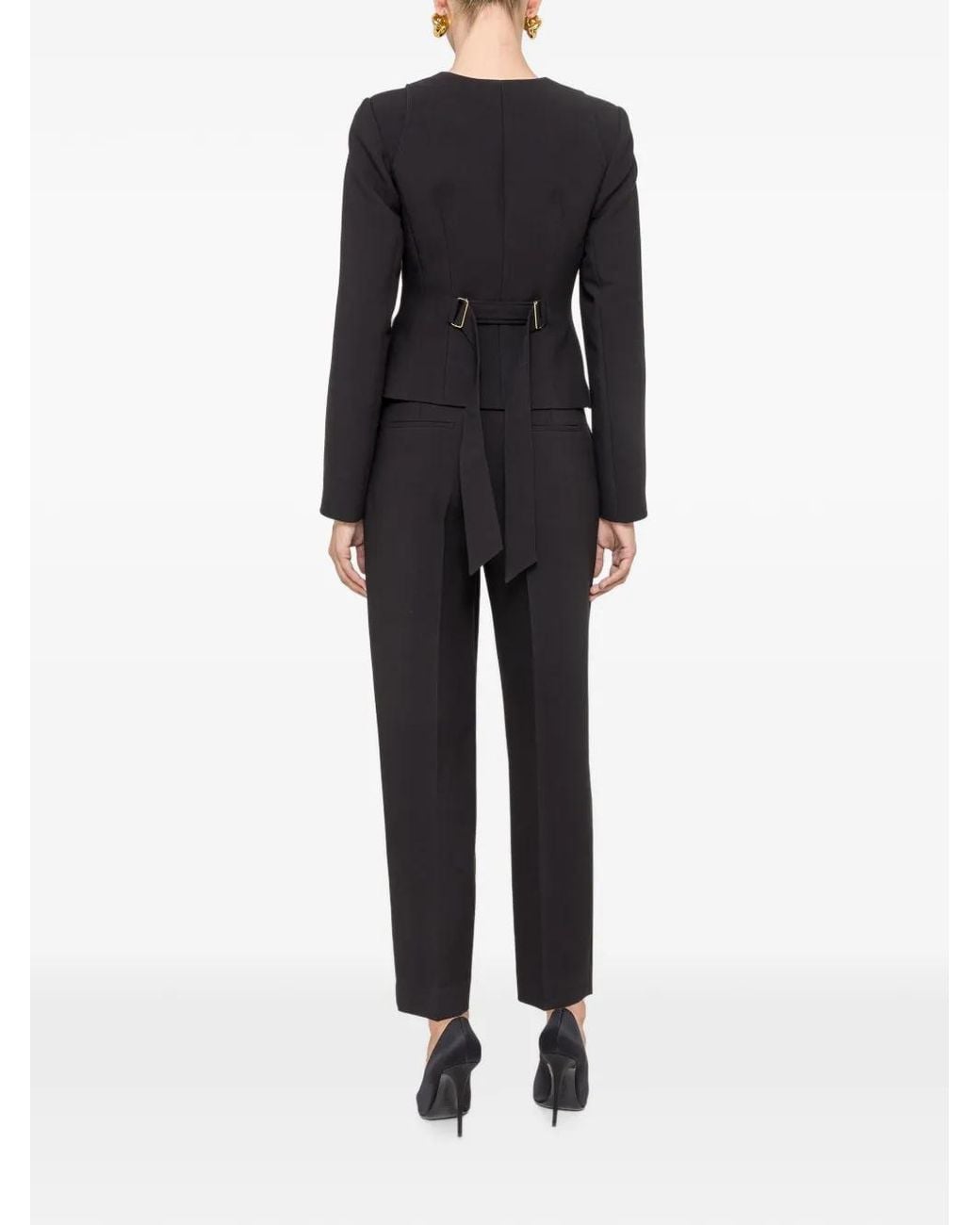 Nissa Black Single-Breasted Fitted Blazer