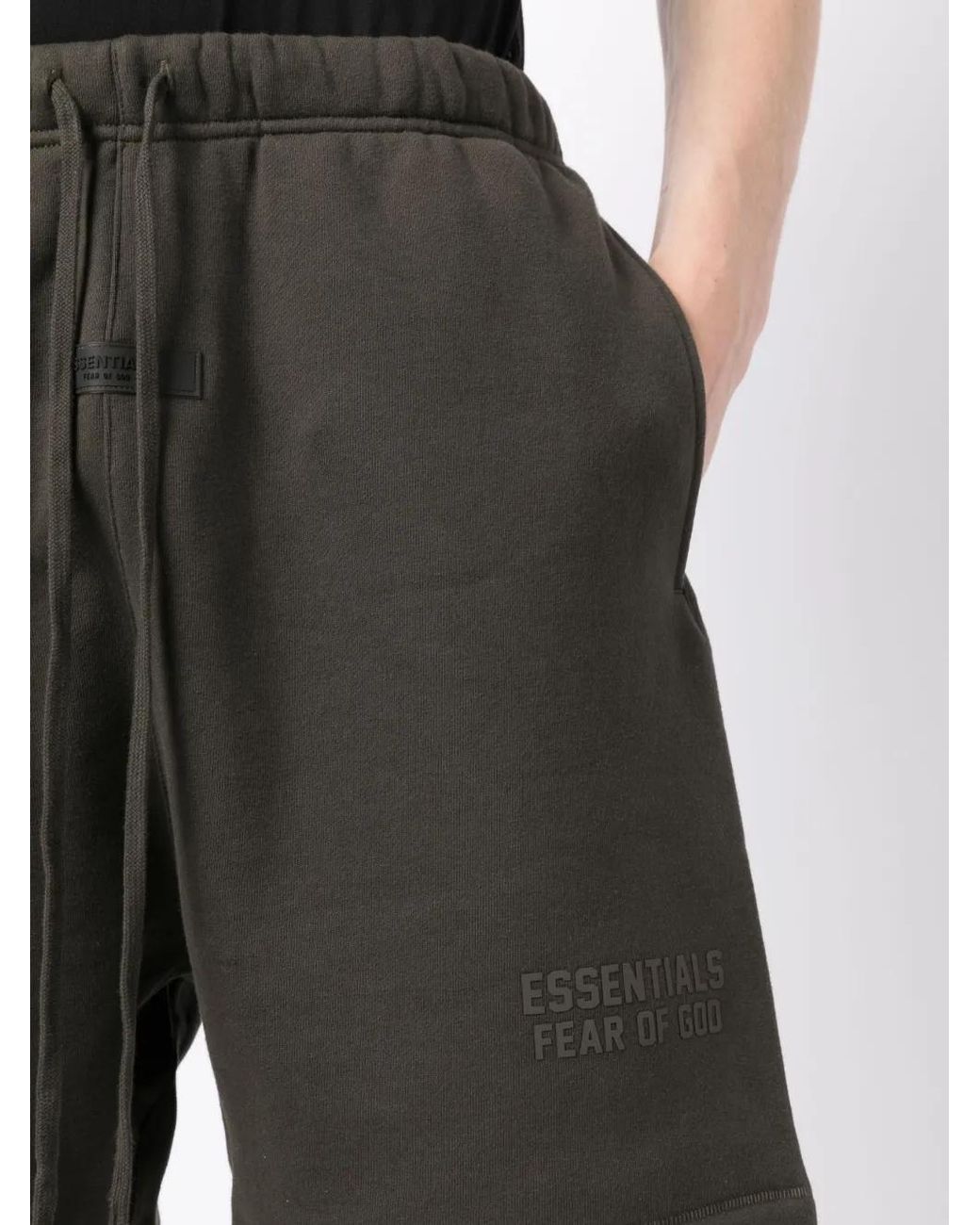 Fear Of God Gray Logo-Patch Track Shorts for men