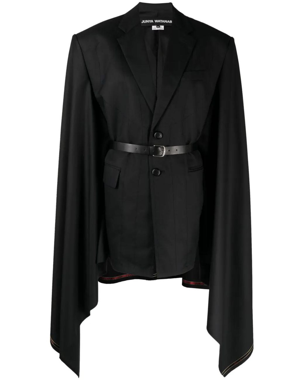 Junya Watanabe Black Belted Wool Cape Blazer