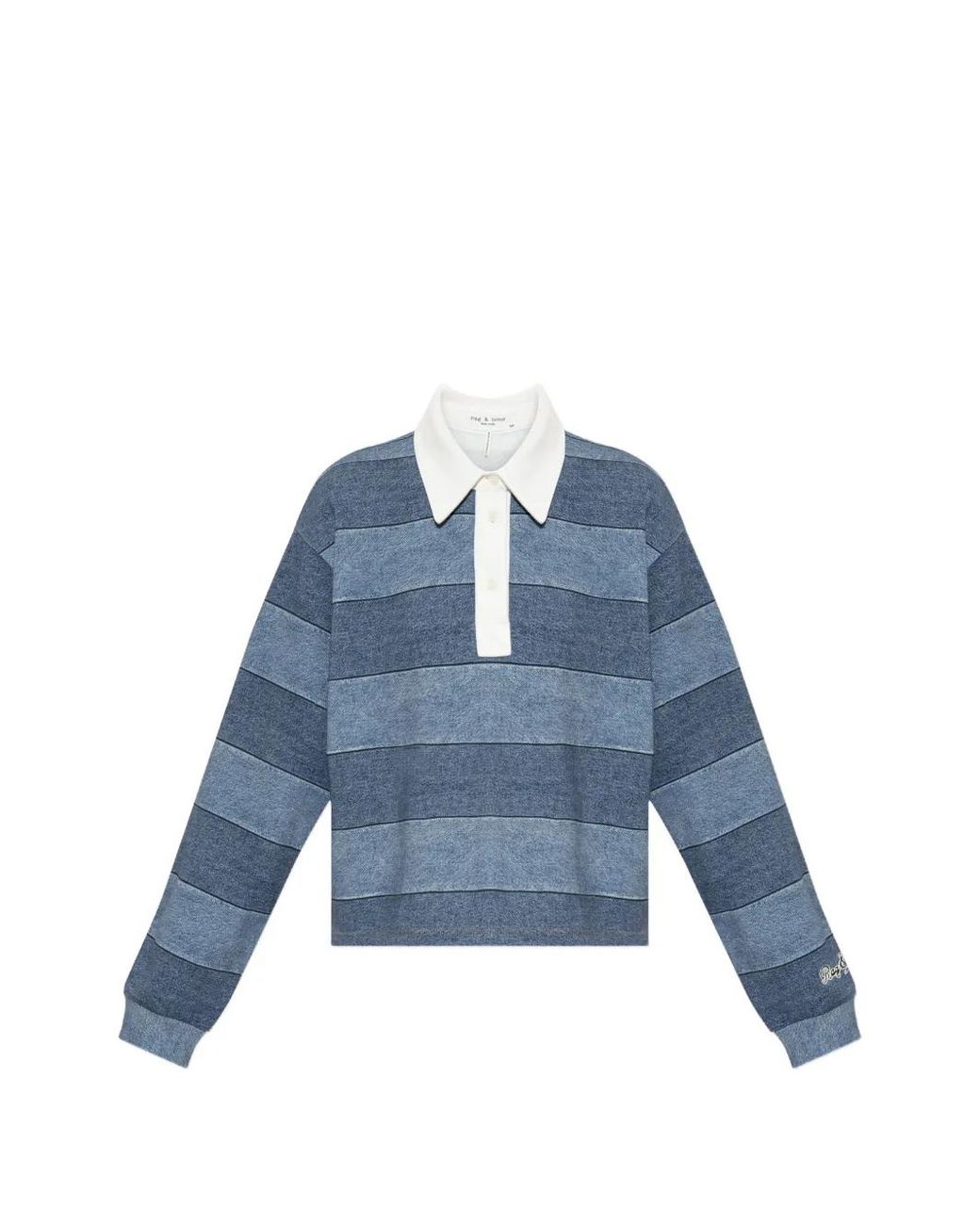 Rag & Bone Blue Miramar Cropped Rugby Polo Shirt