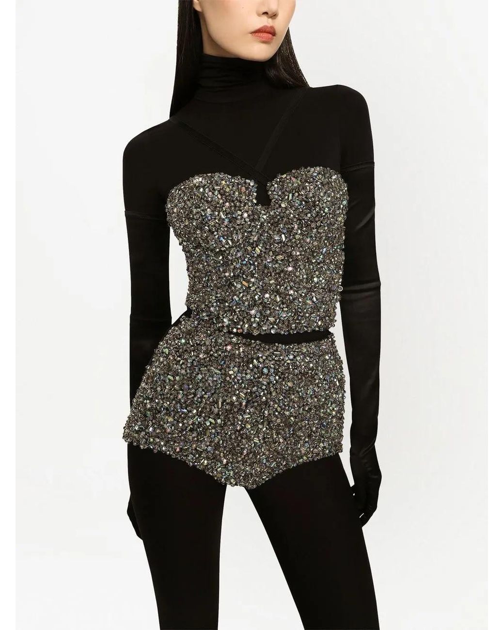 Dolce & Gabbana Black Kim Dolce&Gabbana Rhinestone-Embellished Corset Top