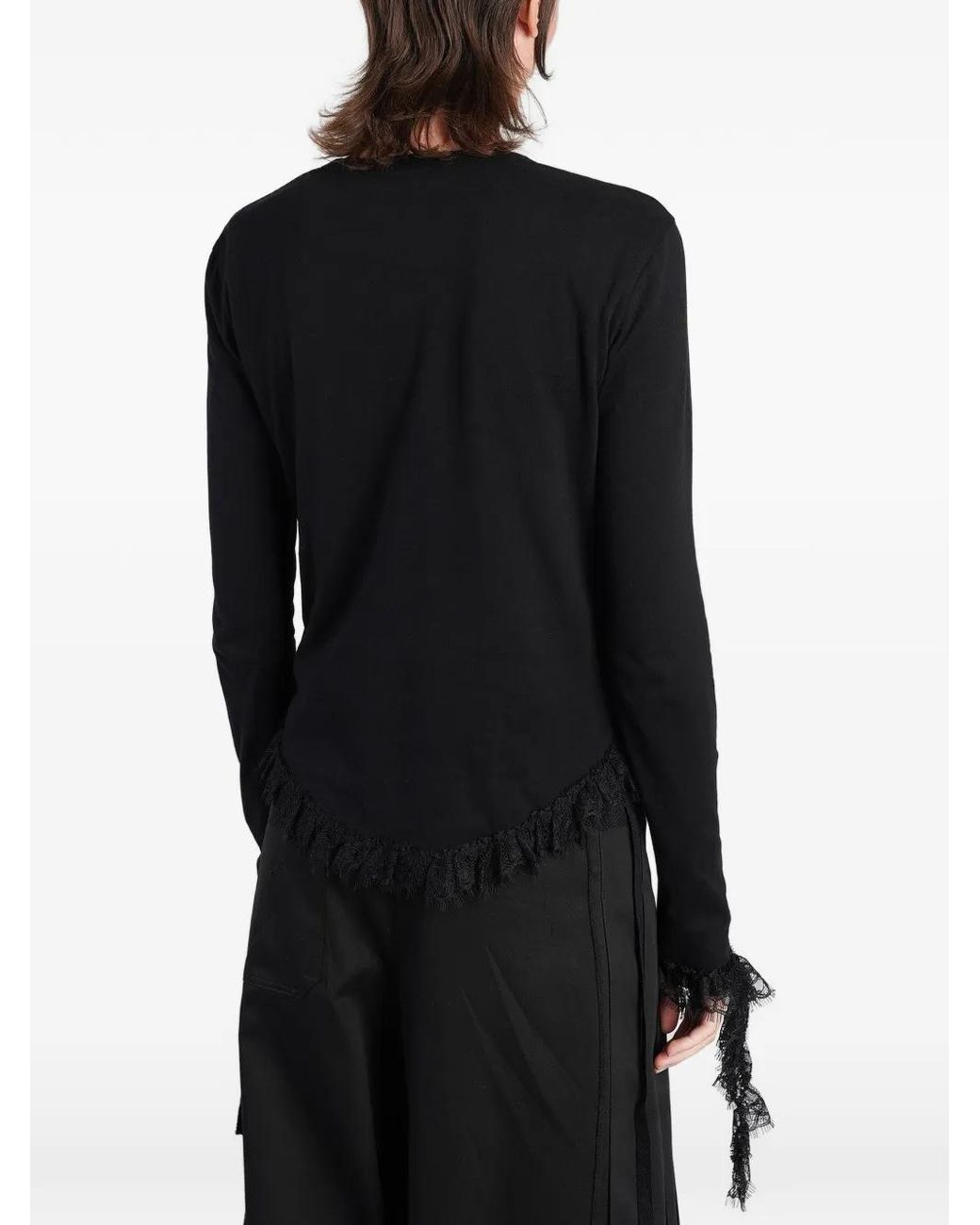 Ann Demeulemeester Black Mare Lace-Trim Top