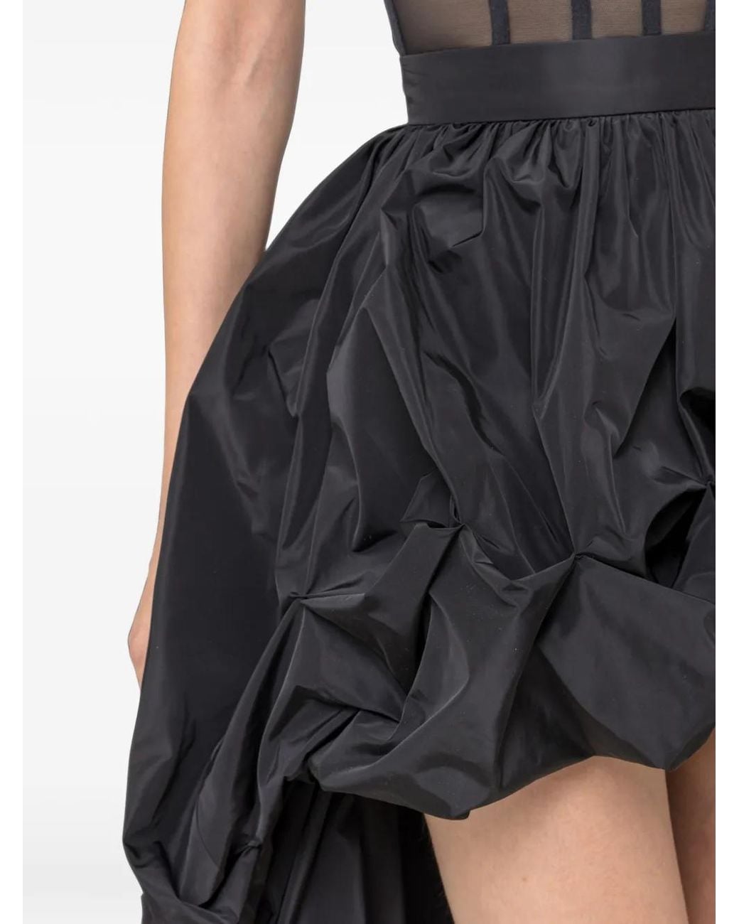 Nissa Black Asymmetric Taffeta Skirt