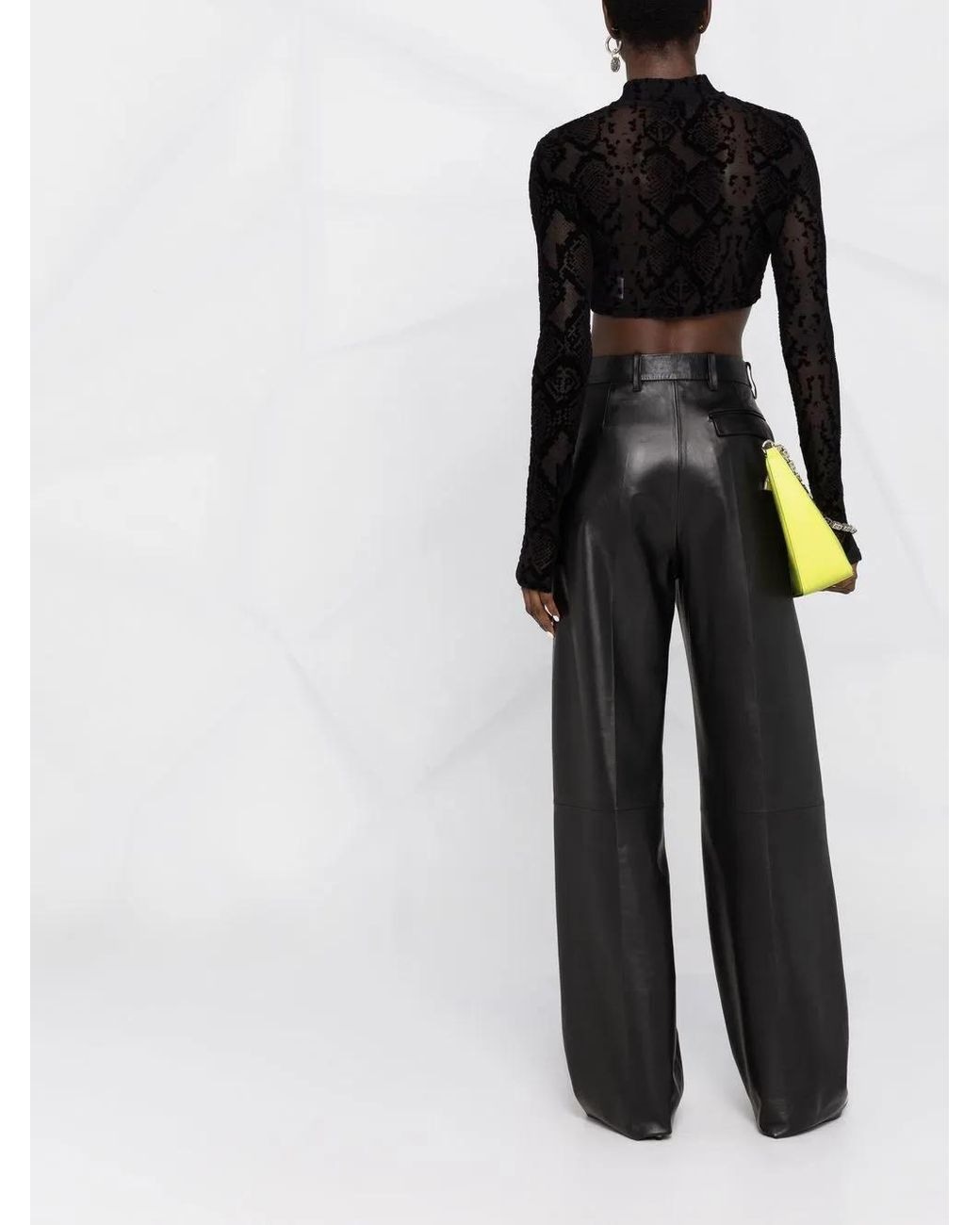 Philipp Plein Black Geometric-Print Cropped Top