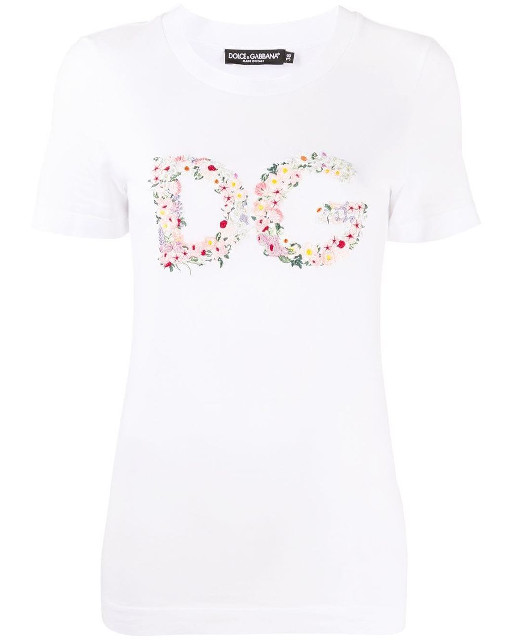 Dolce & Gabbana Cotton Floral-logo Short-sleeve T-shirt in White - Lyst