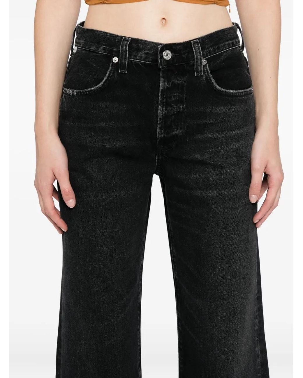 Citizens of Humanity Black Annina High-Raise Wide Leg Jeans