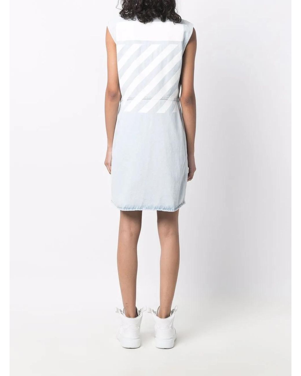 Off-White c/o Virgil Abloh Blue Logo-Print Denim Shirtdress
