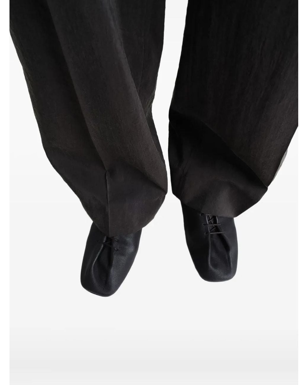 Lemaire Black Souris Leather Lace-Up Derby Shoes